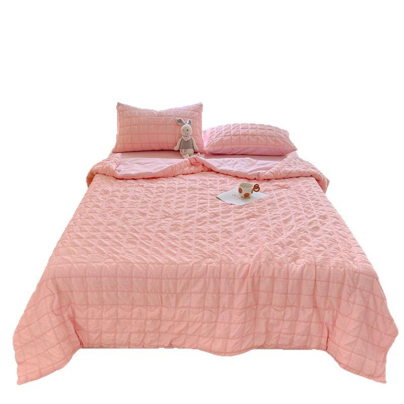 Premium Stylish Gauze Summer Quilt Set - Washable 4-Piece Air Conditioning Thin Quilt for Dorms