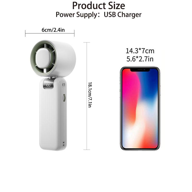 Portable Handheld Fan, USB Rechargeable Digital Display Fan, Foldable Desktop Fan, Cooling & Ice Compress Hanging Neck Fan with Lanyard