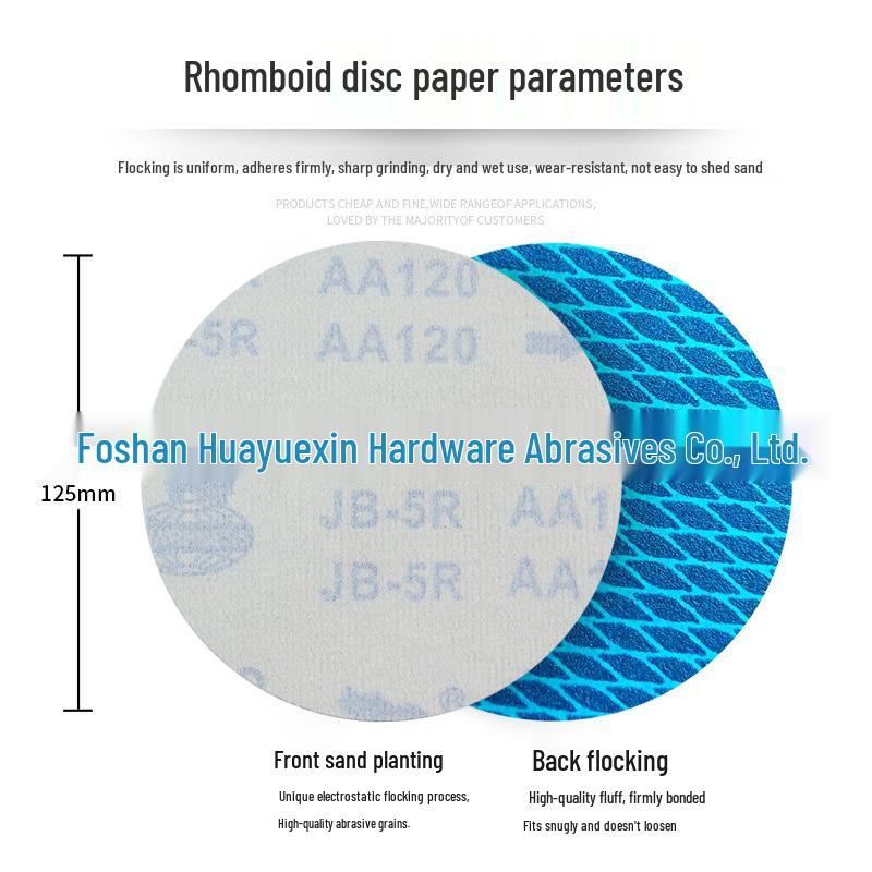 5" Diamond Flocked Sandpaper, 4" Round Self-Adhesive Anti-Clog Polishing Sheet for Wood and Wall.