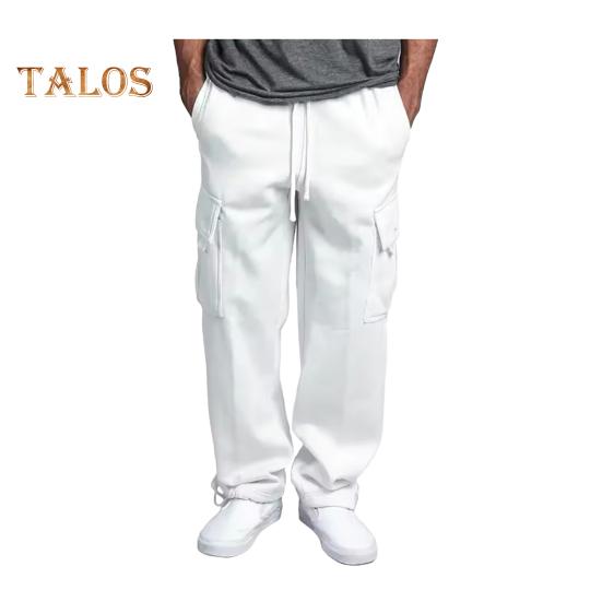 Herr Vår Höst Byxor med Flera Fickor Dragsko Elastisk Midja Vida Ben Plus Size Mjukisbyxor Stretchiga Byxor Enfärgade Lösa Street Style Sport