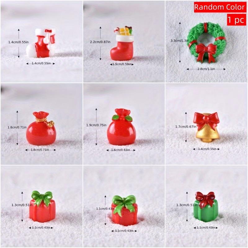1 Stück Harz Schneemann, Weihnachtsmann, Weihnachtsstrümpfe, Geschenke, Glocken, Kränze, 3D festliche Figuren, Miniatur-Ornamente für Heim- und Küchendekoration