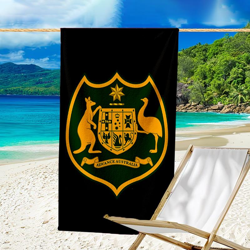Asciugamano da Spiaggia in Microfibra con Emblema dello Stemma dell'Australia, Leggero e Asciugatura Rapida, per Viaggi Estivi, Essenziale per la Spiaggia, Piscina all'Aperto
