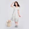 Girls' Summer Floral Puff Sleeve Princess Dress