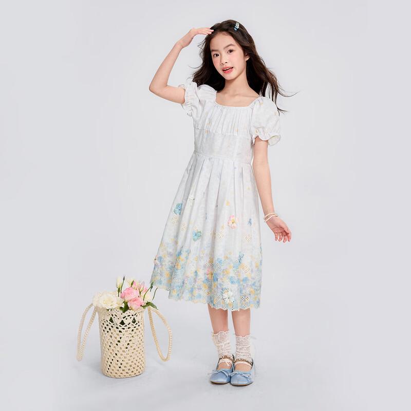Girls' Summer Floral Puff Sleeve Princess Dress