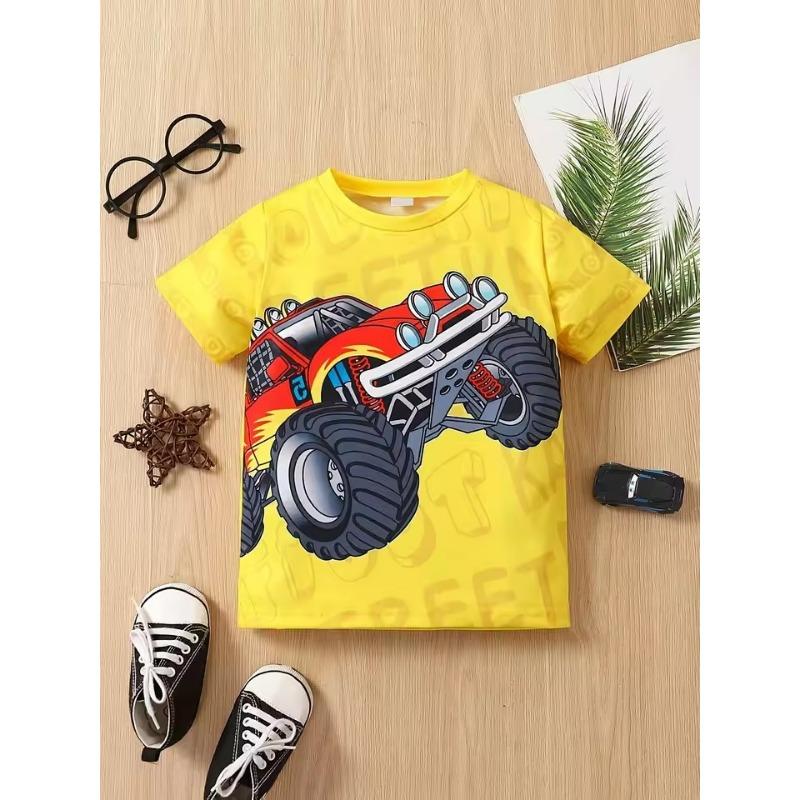 Children's Clothing Boys Tshirt Short Sleeve Girl T-Shirt 3D Cartoon Truck Print Kids Summer Clothes Children's Boy's Clothing
