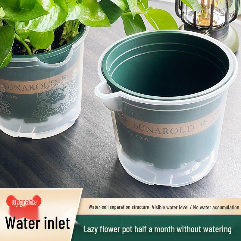 Pothos Indoor Self-Watering Planter with Double-Layer Design and Transparent Reservoir