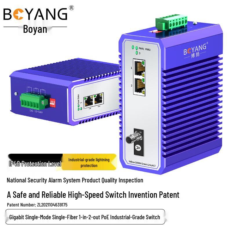 BOYANG Industrial Gigabit PoE Fiber Media Converter
