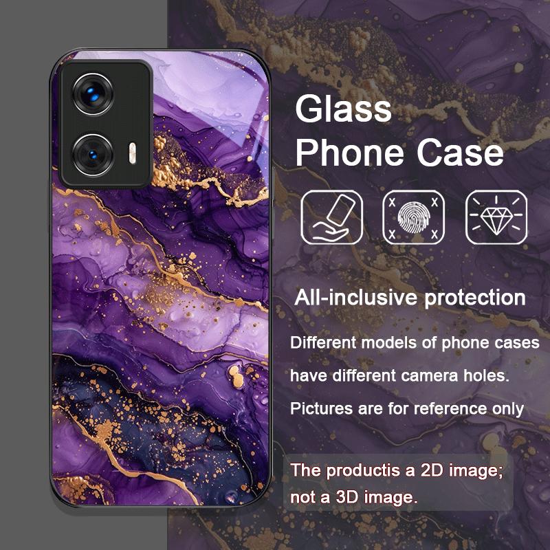 Luxury Pink Purple Marble Pattern Tempered Glass Phone Case for Motorola Moto Edge 50 Fusion 40 Neo 30 Pro G85 G84 G55 5G Covers