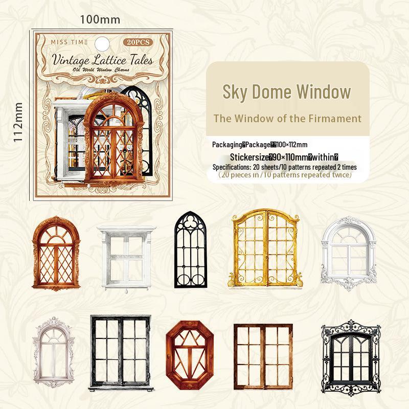 Retro Lattice Story Series PET Stickers: Window Journal Collage Decor - 6 Styles