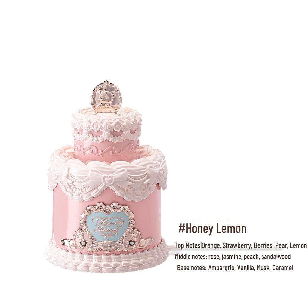 Flower Knows Sweetheart Little Bear: Lip Gloss, Blush, Eyeshadow, Concealer, Palette, Powder Puff, Pendant, Perfume, Eyebrow Tint, Mirror.