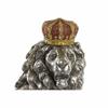 Figurine décorative - Lion argenté - Résine - 42 x 25 x 45 cm - Finition vieillie