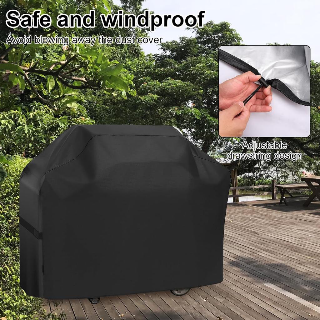 Heavy Duty BBQ Grill Cover for Outdoor Grill, 58 Inch, Waterproof, Weather Resistant, Rip Proof, Anti UV, Barbecue Gas Cover with Hook and Loop