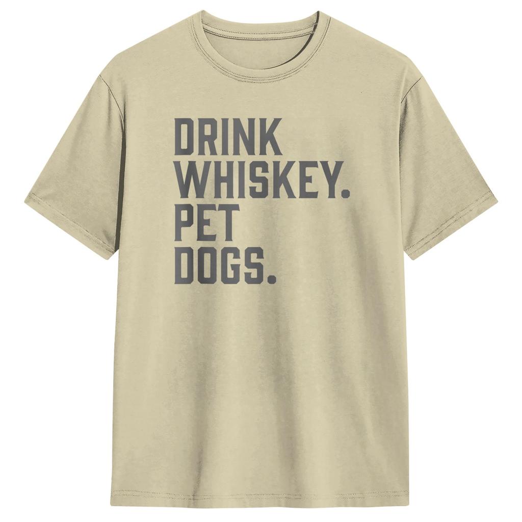Drink Whiskey Pet Dogs Funny TShirt Unisex Vintage T Shirts Summer ONeck Trendy Cool Tee Shirt Print Oversized Clothes