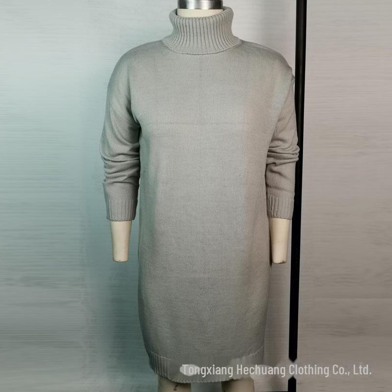 2024 European & American Women's Medium/Long High Collar Knitted Sweaters & Jacket Tops