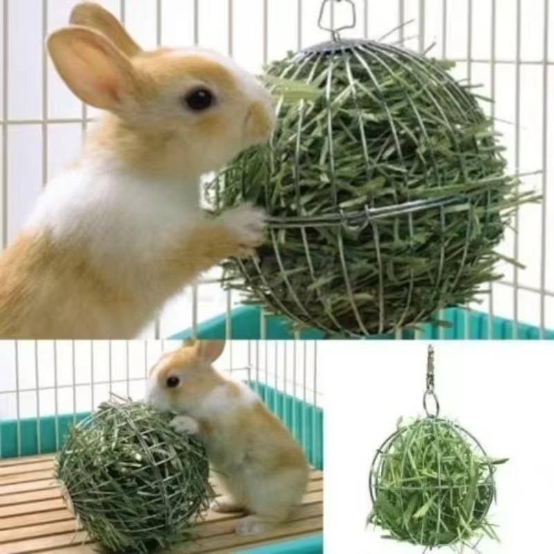 Stainless Steel Plated Hay Rack Ball Feed Dispenser Suspendable Toy Guinea Pig Hamster Rat Rabbit Pet Supply Grass Rack Ball