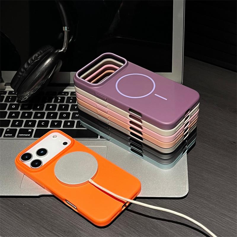 Luxury Solid Colors Magnetic Phone Case For iPhone Air 12 13 14 15 16 17 Pro Max Wireless Charging Shockproof Protective Hard Cover