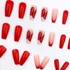 24 Stück rot Ballett Nagelglitzer Französisch Schmetterling Vollfarbe Nagelkunst Stück Temperament Nische elegant tragen Nagel