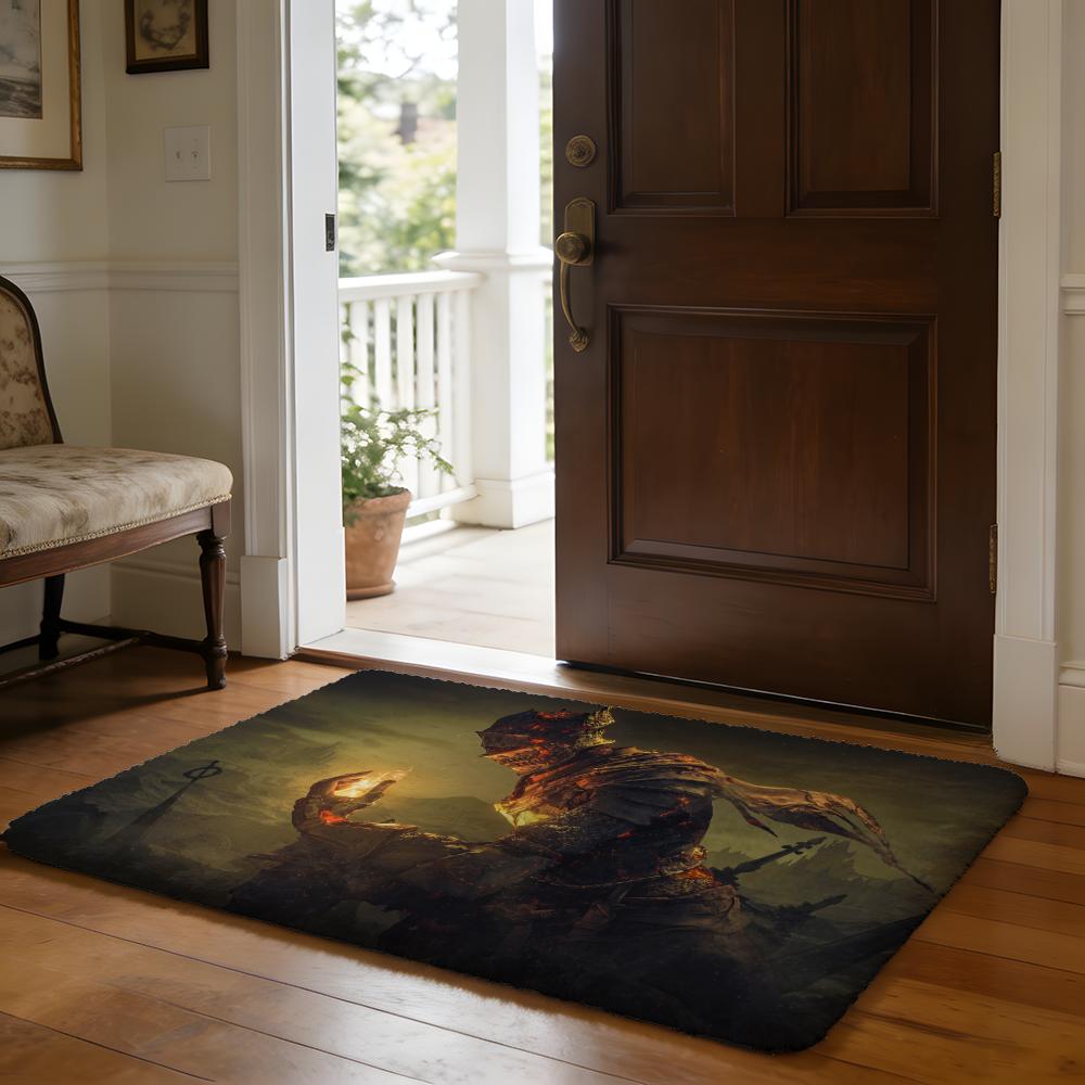 Game DDark SSouls 3 Floor Mat Soft Flannel Absorbent Mat Non-Slip Rug Home Bedroom Bathroom