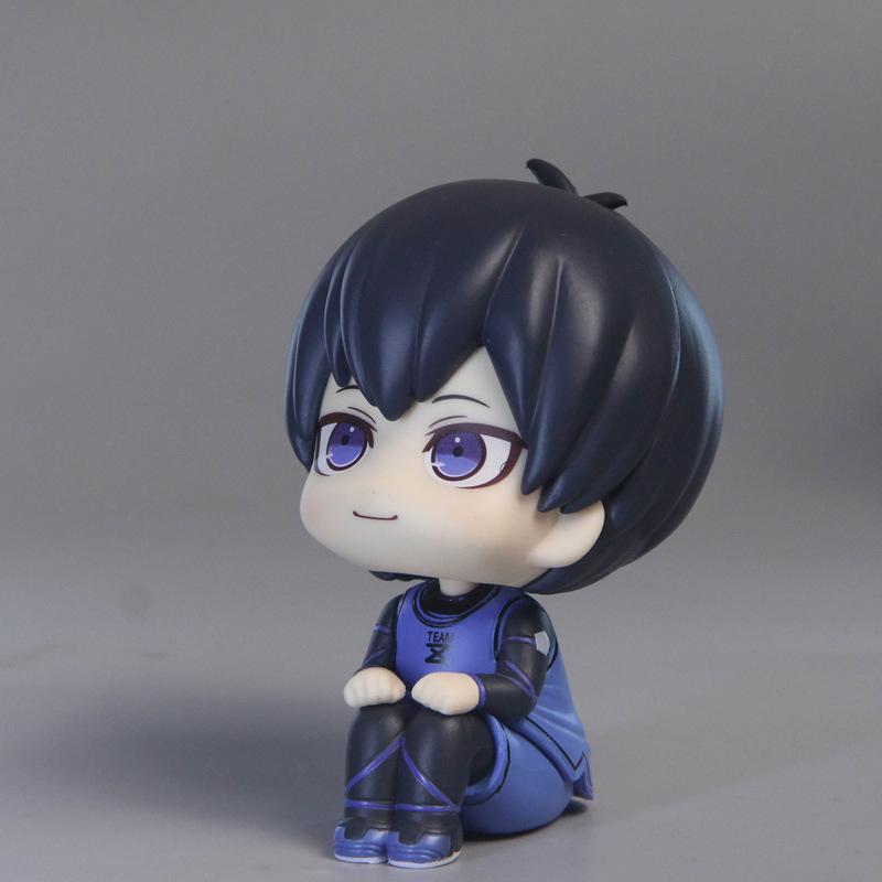 12cm BLUE LOCK Anime Figure Isagi Yoichi Feng Lehui Q Version Action Figure Statue Collection Ornaments PVC Model DOLL Gift Toys