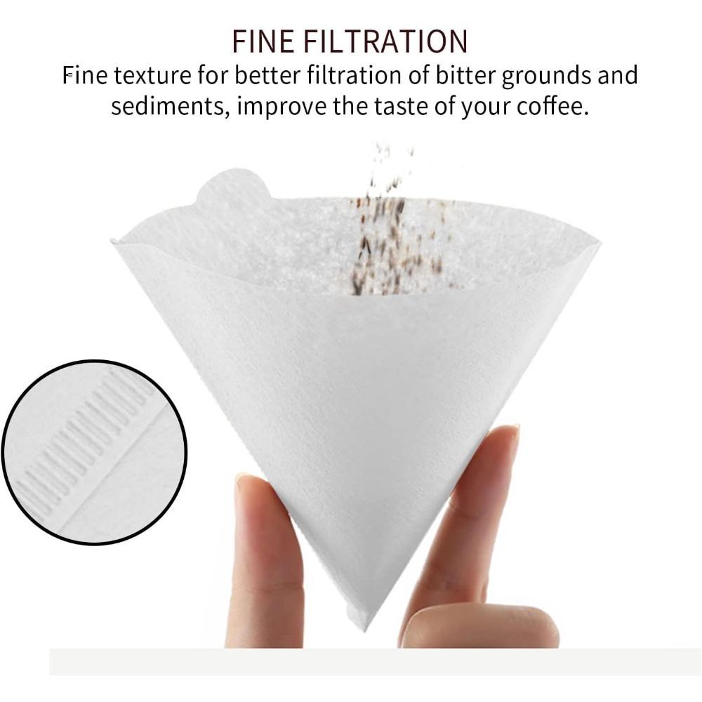 D5 100 Kaffeefilter Ungebleichte Konische Filter, Einweg aus Natürlicher Bambusfaser, für Manuelle/Tragbare Kaffeefiltermaschinen