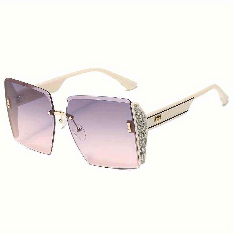 

1Pcs New Women S Cut-Edged Half Frame Square Large Frame Uv Anti-Uv Sunsung Sunglasses