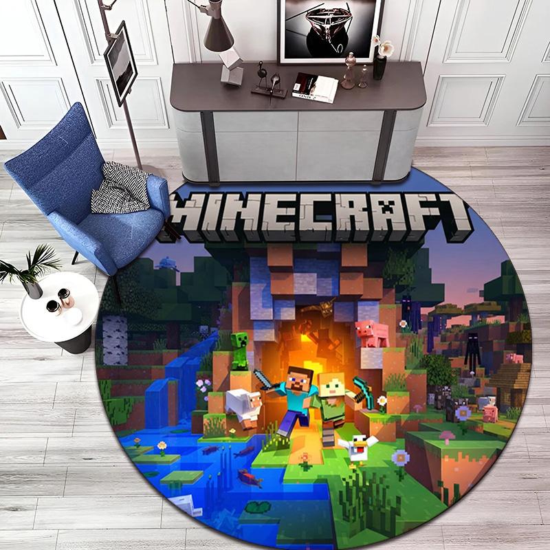 Sandbox Electronic Xbox Games Minecraft Circular Carpet Household Goods Decoration Anti Slip Home Table and Chair Mat Aisle Door Mat Carpet D12