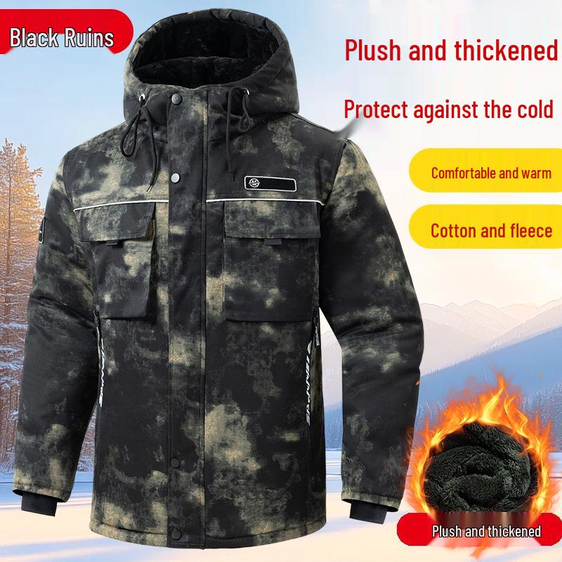 

Comfortable Water-Repellent Camouflage Cotton Jacket with Velvet Lining and Reflective Strips 2XL 180 [150-170 lbs]