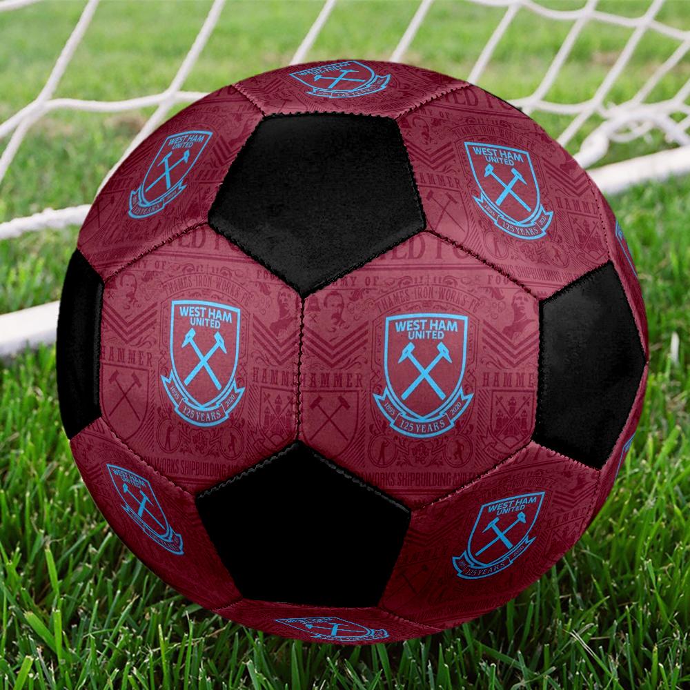 West Ham United Football Indoor Soccer Ball Colorful Machine Stitched PVC Size 5 Team Training Competition Ready Durable High-Bounce Cool Sports Gift