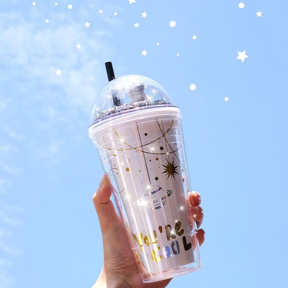 For Kids,Students,Staff Household Double Layer Straw Cup Water Bottle Drinkware Bottle Gifts