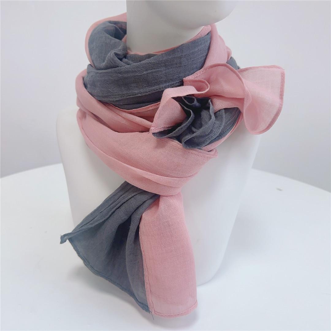 

Linen Cotton Splicing Scarf, Long Cotton Warm Contrasting Shawl, Autumn And Winter Warm Literary And Japanese Women S Scarf