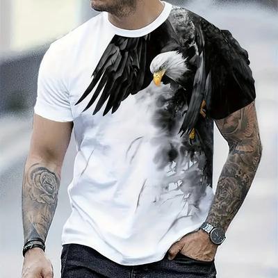 Retro T-Shirt For Men Eagle 3d Print Short Sleeve Tees Summer Casual Quick Dry Loose Oversized T-Shirt Men Clothing Streetwear