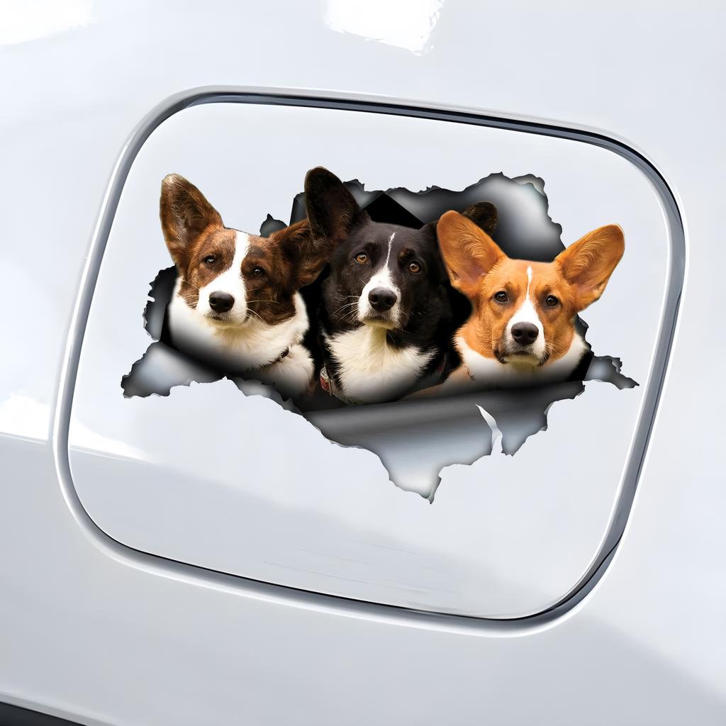 Cute Corgi Hiding In the Hole Sticker, 1pc Funny Car Decal, Suitable for Cars, Trucks, Motorcycles, Walls