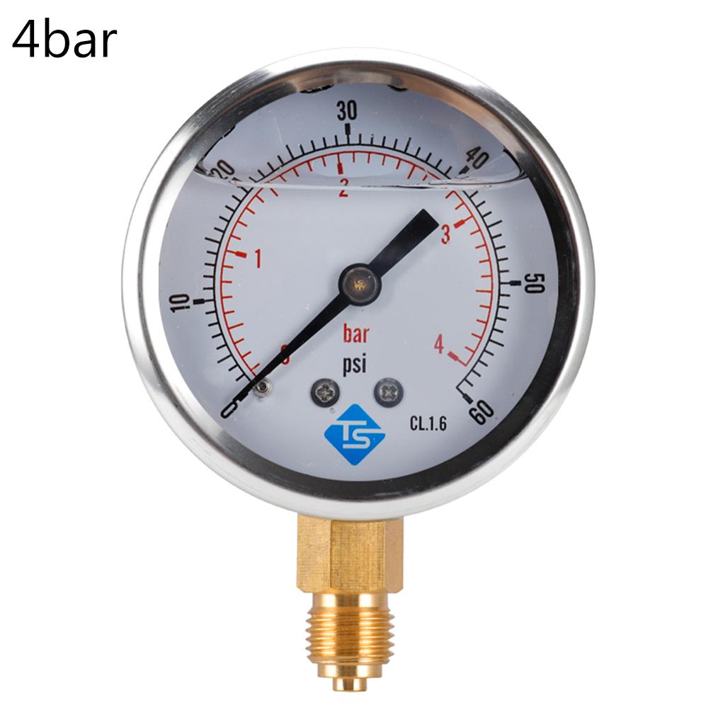 16 Styles Dual Scale Liquid Filled Pressure Gauge with Brass Internals 1/4" BSPT Bottom Mount Pressure Gauge Durable