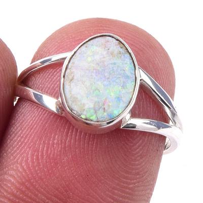 Bague en argent sterling massif 925 avec pierre précieuse d'opale australienne naturelle S.7 O8i24