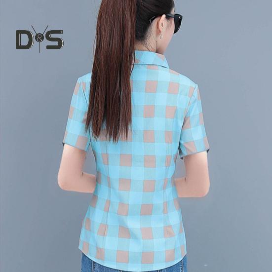 Damen-Shirt mit Blumen- und Karomuster, regulärer Stil, Knopfleiste, lässiges Hemd, Oberteile, Freizeit, Party, Alltag