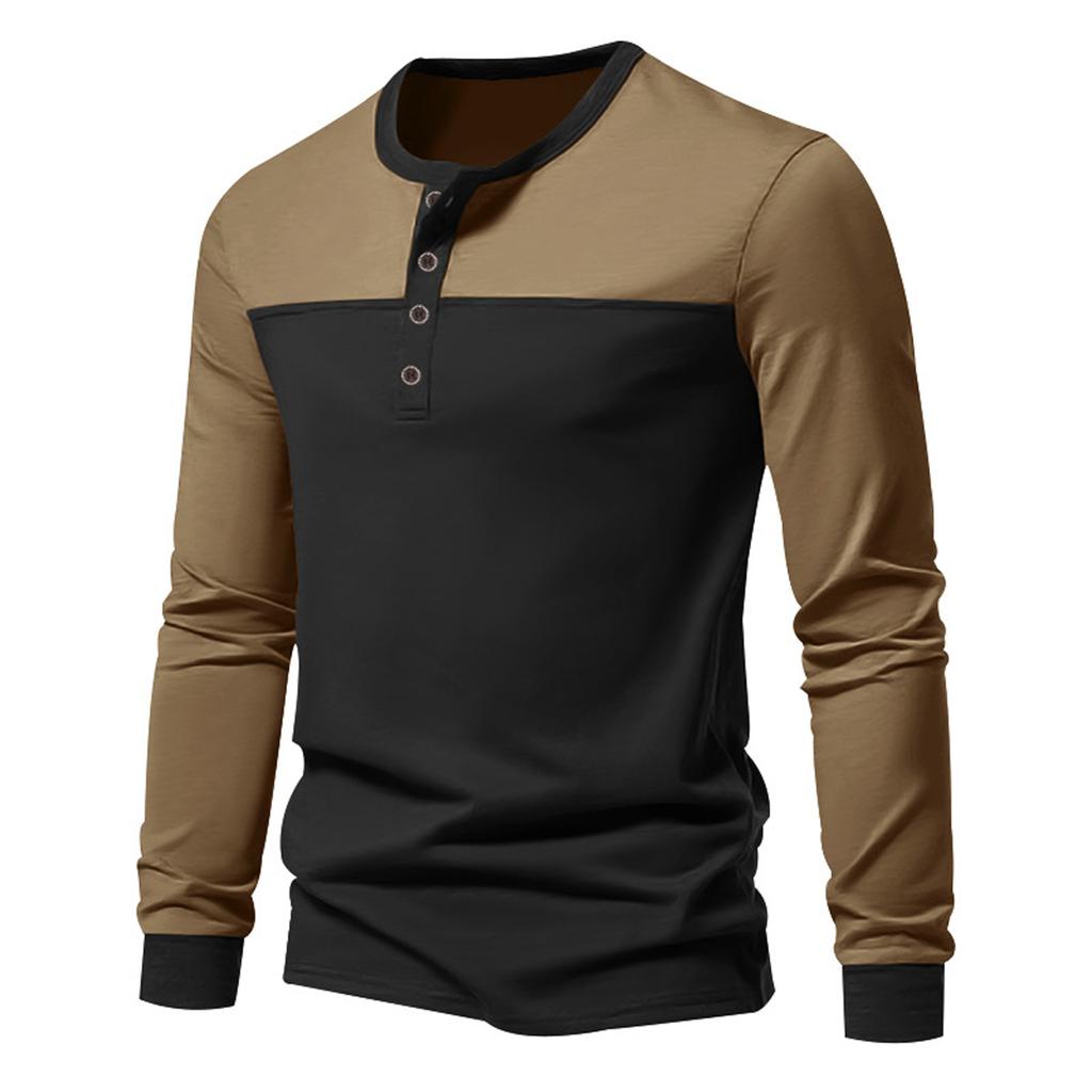 Modisches, lässiges Langarm-T-Shirt im Retro-Farbblock-Design für Herren