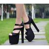Fashion 2024 New Summer Thick Heels 18cm Hate Sky High Dance Runway Nightclub Super High Heels Platform Female Sandals 16 Cm Model