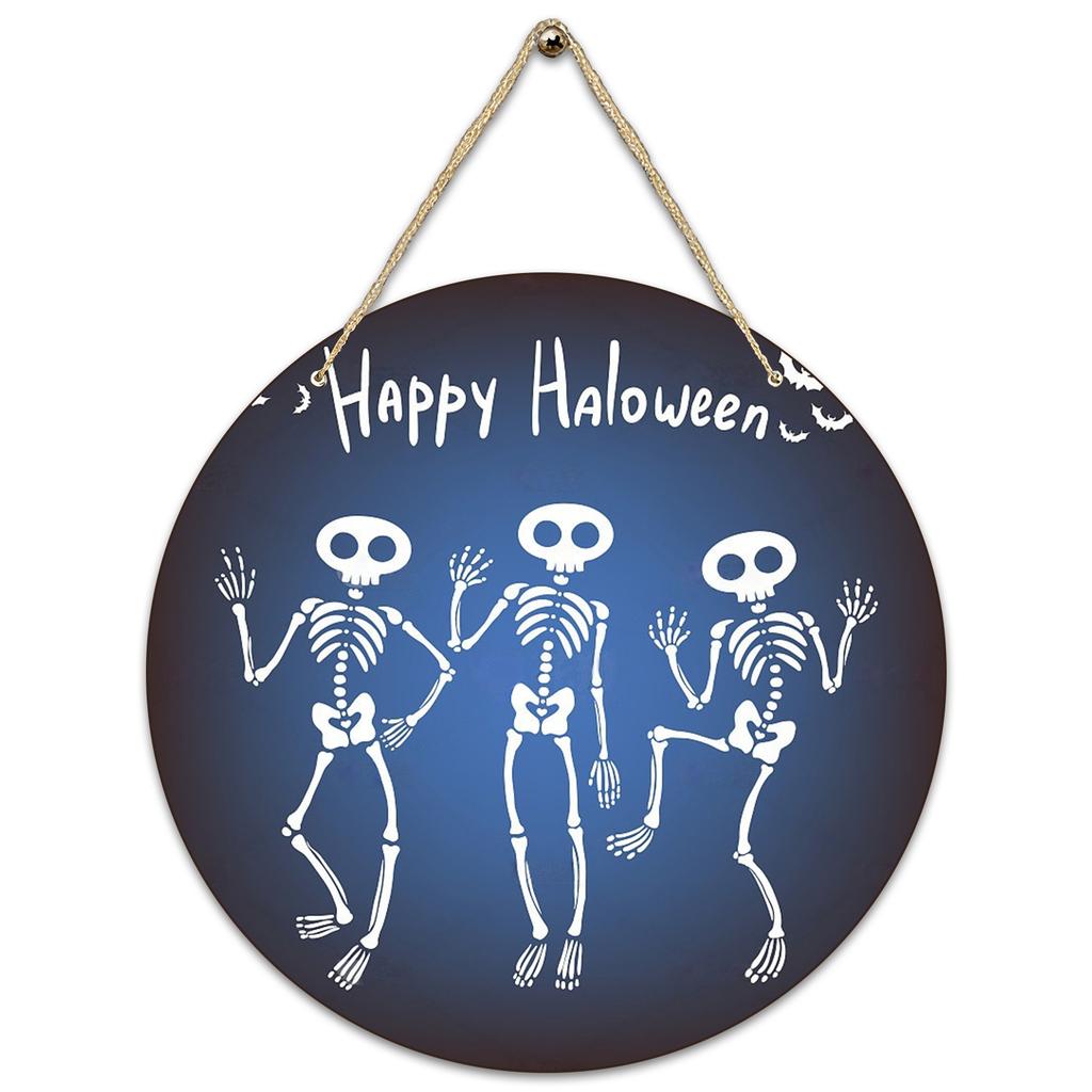 Halloween Decoration Wooden Round Sign Creative Decorative Hanging Tag