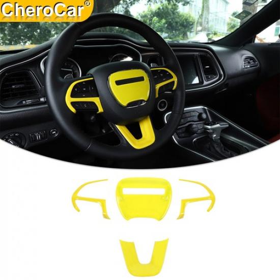 Interiör rattdekorpanel för Dodge Charger/Challenger 15+ Gul