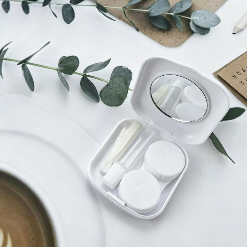 1PC Contact Lens Box Holder Portable Small Lovely Travel Solid Colour Eye Contact Lenses Case Container Soak Storage Case Kit