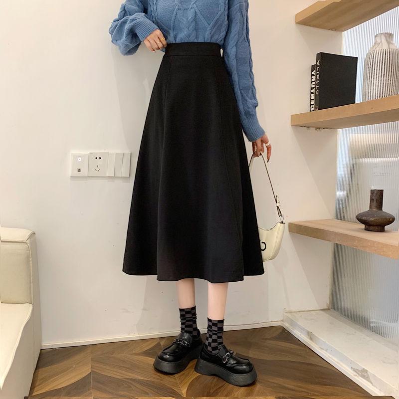 

2022 Spring/Summer Plus Size Women s High-Waist slimming A-line Black Skirt L (recommended 115-125 jin) чорний