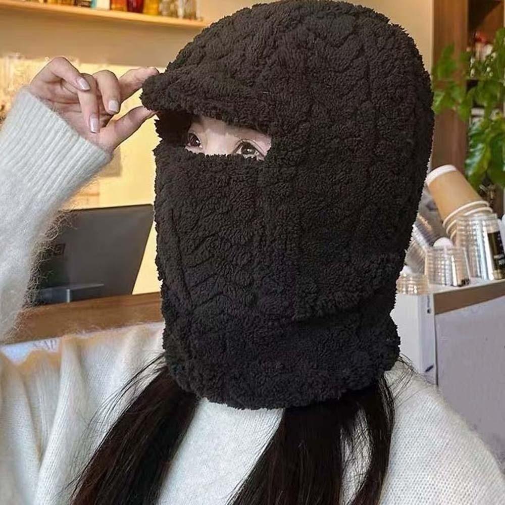 Polyester Warm Wrap Head Hat Solid Color Compact Cap Scarf Ski Windproof Cap Women