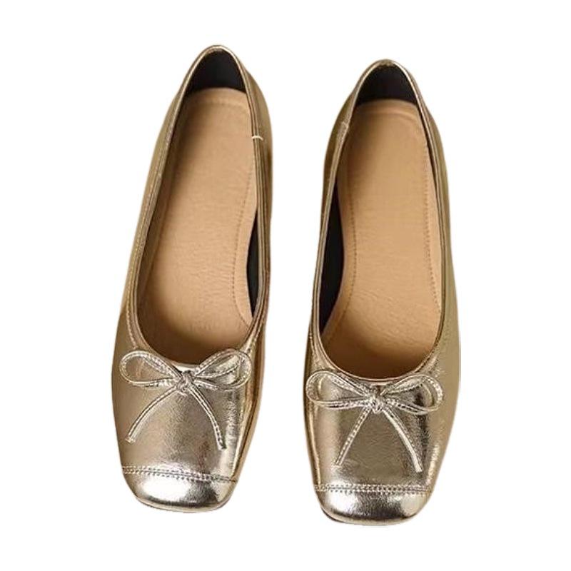 French silver Mary Jane shoes women's light mouth small fragrant single shoes gentle temperament ballet flats versatile large size
