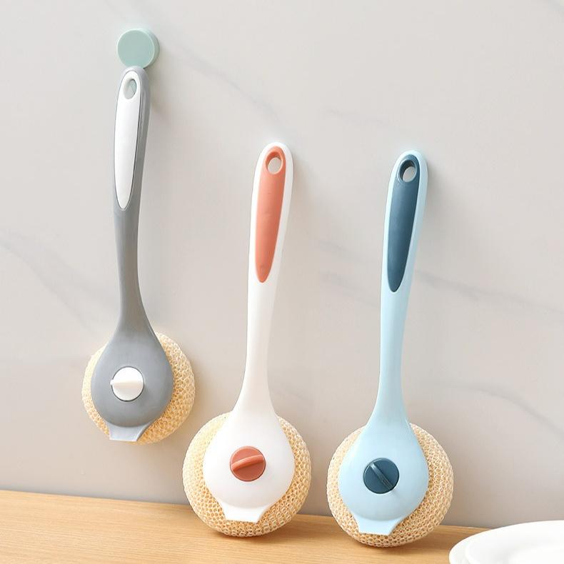 Long handle pot brush Kitchen cleaning brush Household decontamination does not hurt the pot Washing dishes Brush pot brush