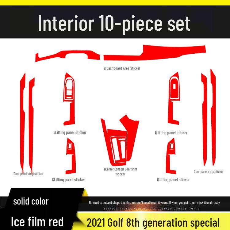 Compatible with 2021 VW Golf 8th Gen Interior Mod: Carbon Fiber Center Console & Door Protection Stickers