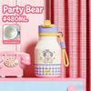 Modern Children's Cartoon Cute Stainless Steel 480ml Leak-Proof Vacuum Insulated Anti-Fall Thickened Strap Water Straw Cup