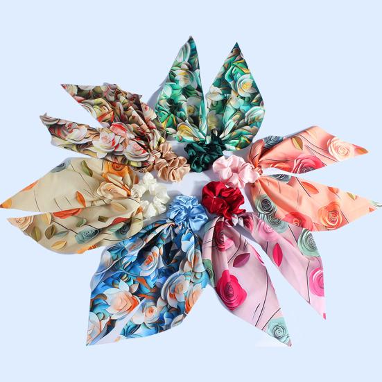 Hair Band Floral Print Bowknot Shape High Elasticity Hair Tie No Irritating Scalp Hair Rope Versatile Hair Accessory