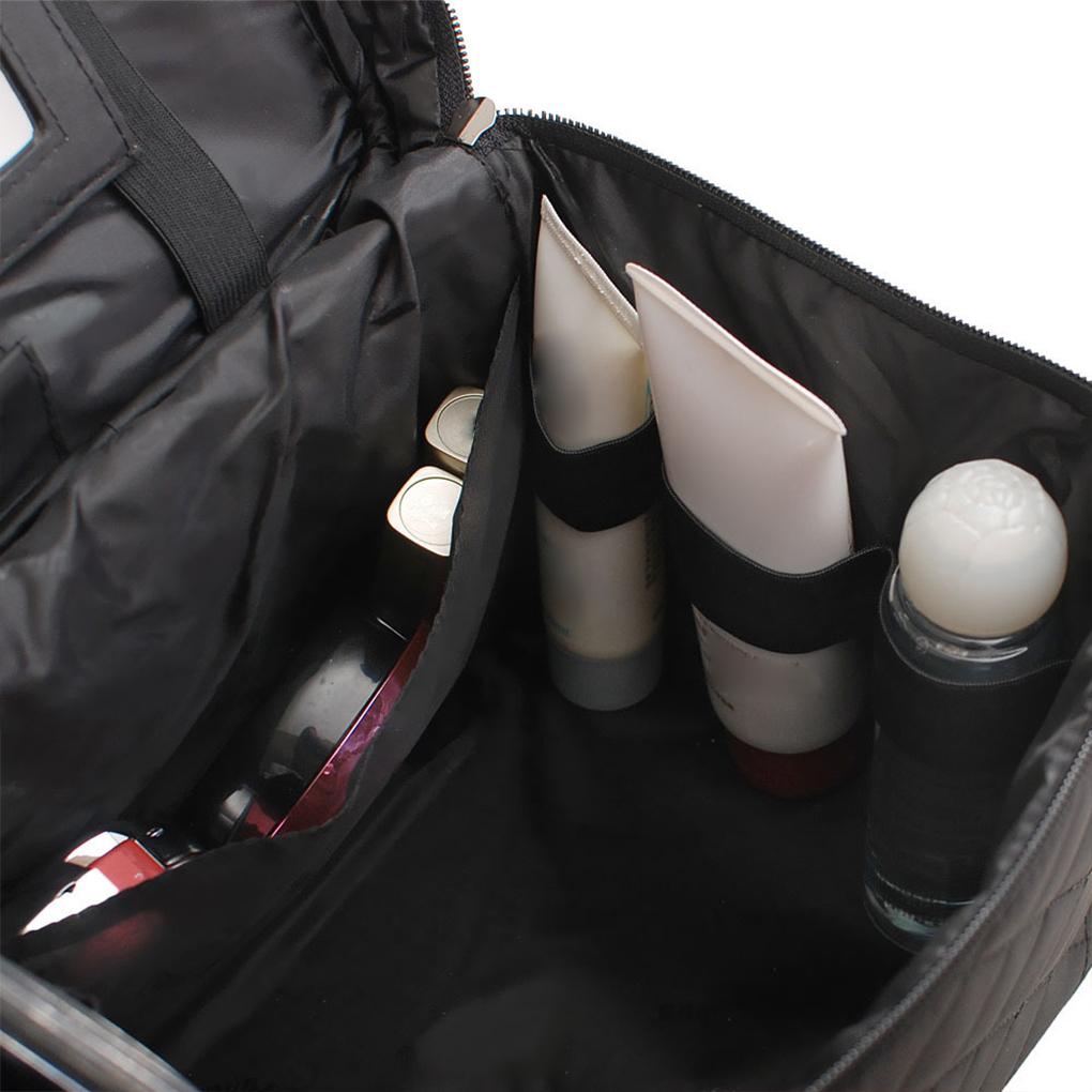 Makeup Bag Handle Dustproof Mirror Cosmetic Bags Square Soft Foldable Lightweight Toiletry Case Traveling Foundation