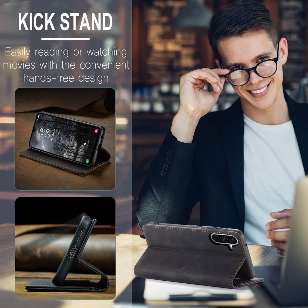 Custodia Portafoglio a Libro per Samsung Galaxy A17, Copertina a Libro Magnetica in Pelle con Porta Carte, Supporto - Custodia Durevole Antiurto in TPU