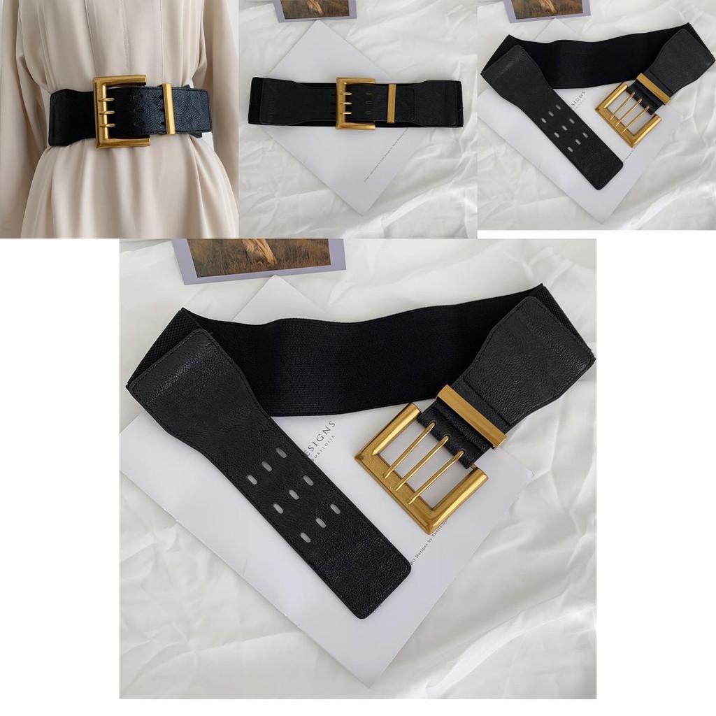 Wide Black Trendy Waist Belt For Women Comfortable Elastic Faux Leather Style
